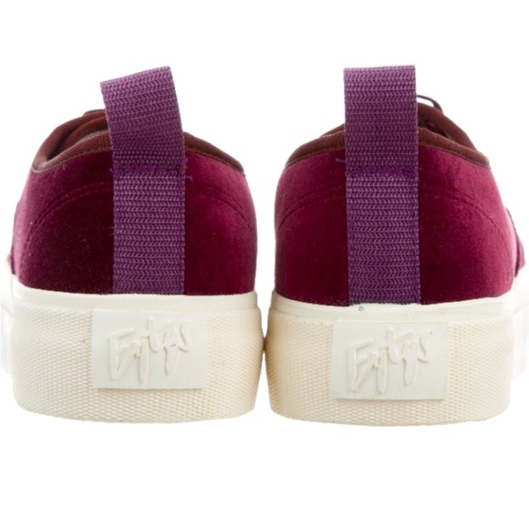 Carolina Herrera x Eytys Velvet Suede Burgundy Jeweled Platform Laced Sneakers - Picture 6 of 13